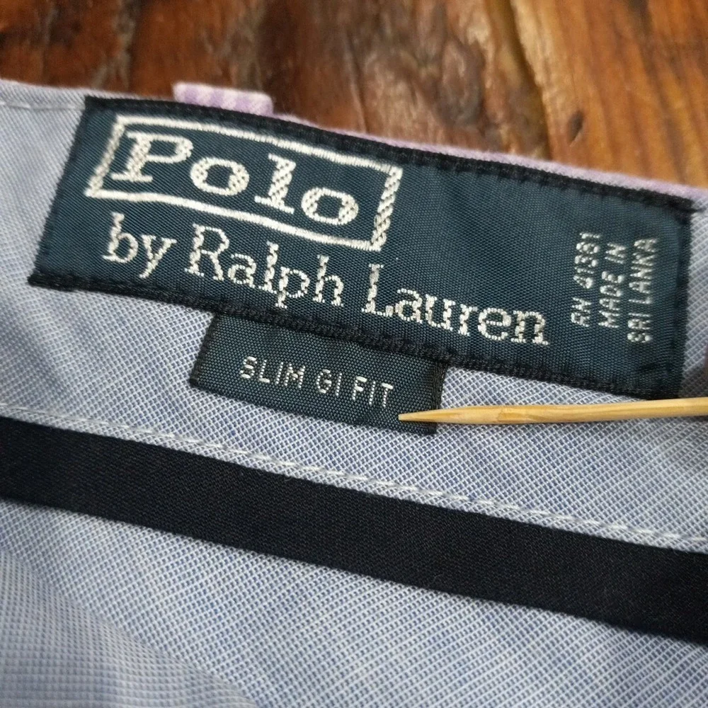 Polo Ralph Lauren Men's Slim GI Fit Shorts Sz 33 Purple White Check Chino Prep